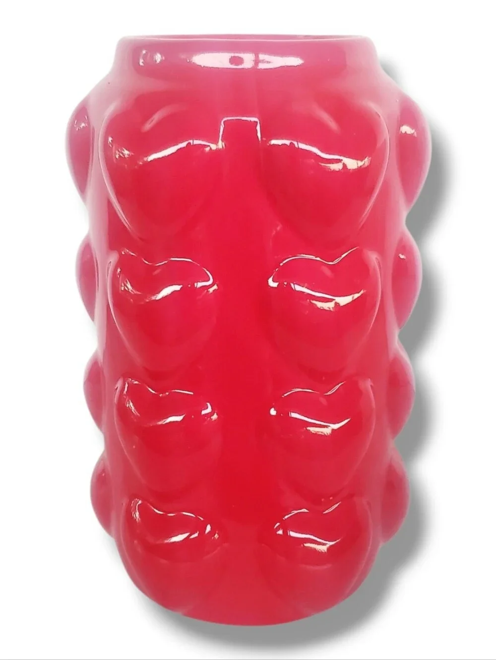 Red Glossy Heart Bubble Glass Vase Modern Sculptural Bud Vase Decorative